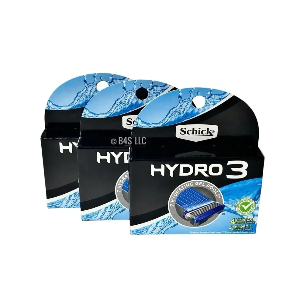 Schick Hydro 3 Refill Cartridges 5Ct (4+1 Hydro5) Pack of 3